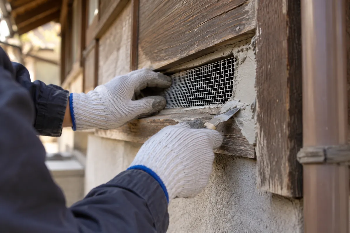 建物の隙間を塞ぐ施工（説明用イメージ）